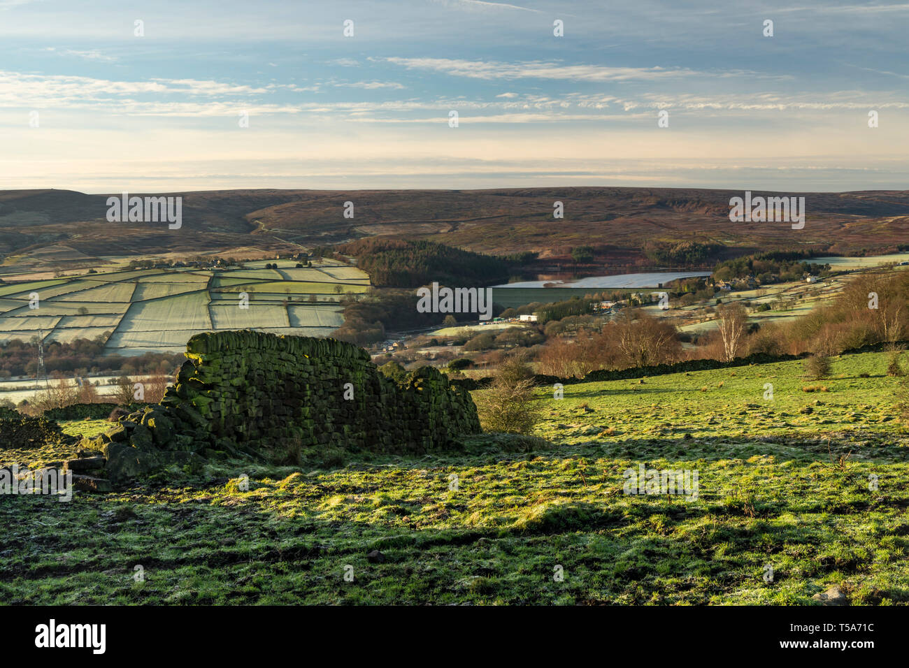 Vista del Peak District da Hartcliff Hill nr Penistone, England, Regno Unito Foto Stock