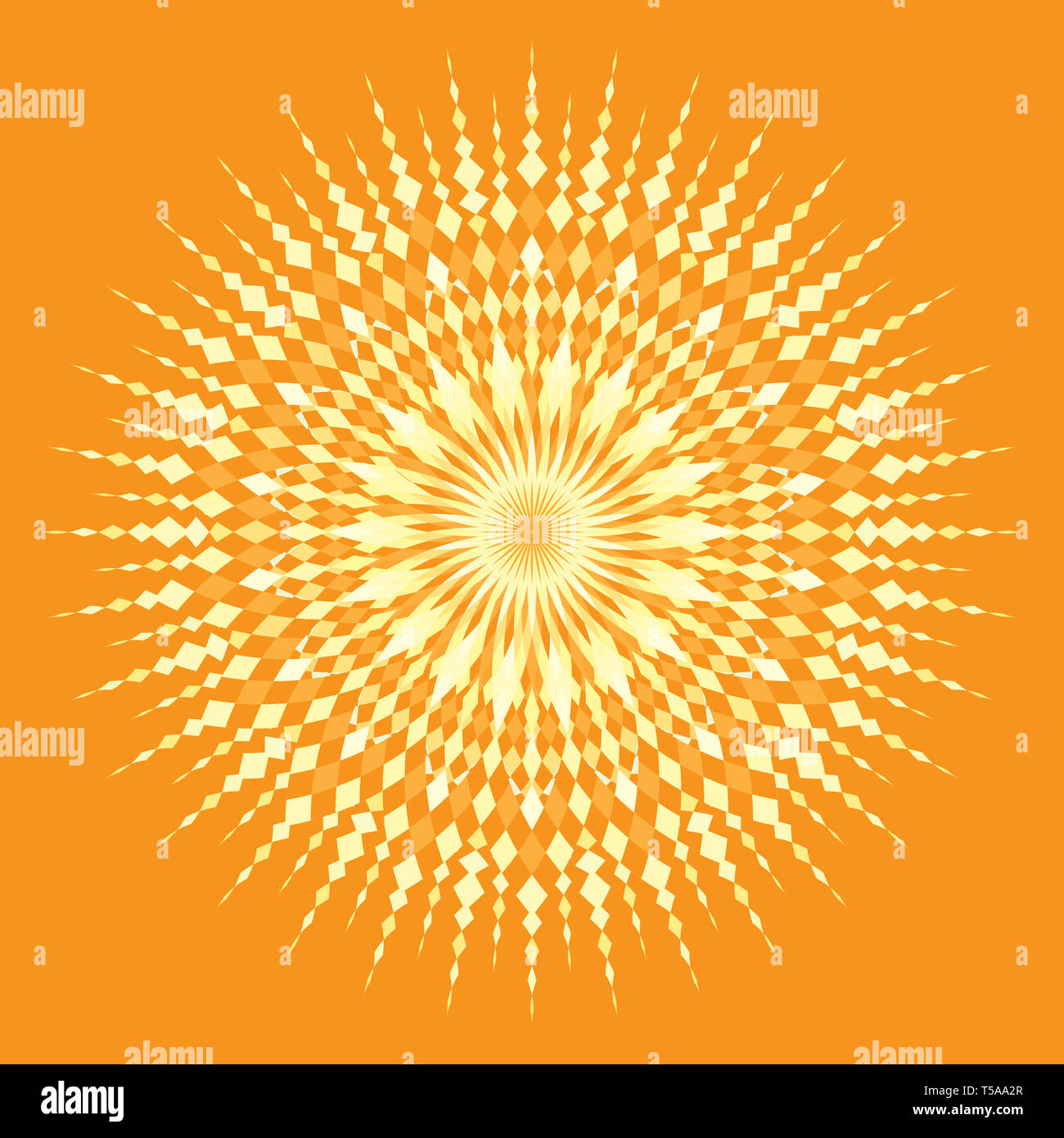 Simbolo geometrico del Sole - Energie rinnovabili concetto - Illustrazione Vettoriale - isolato - Decorative Estate Design - Spirito Santo alo Foto Stock