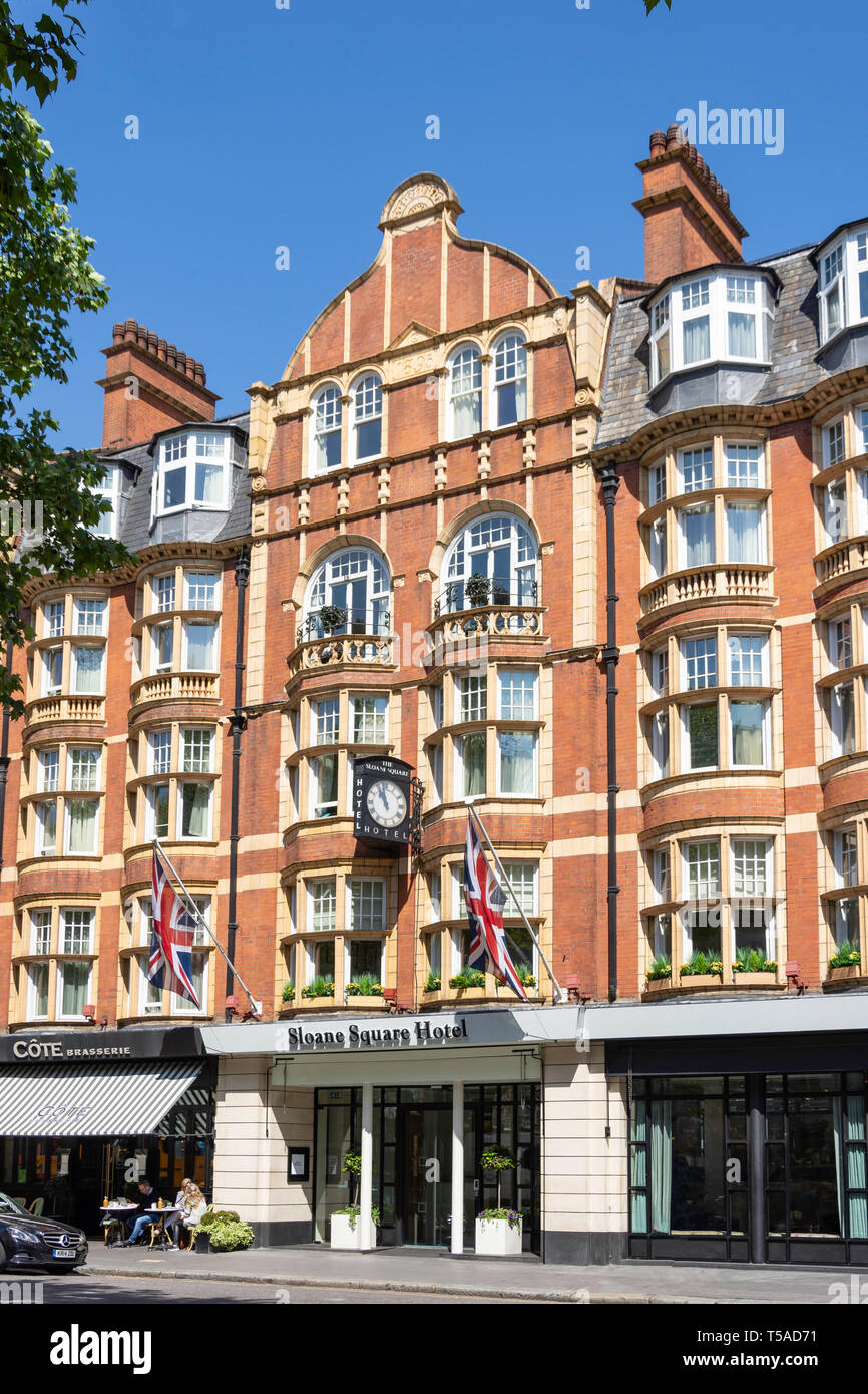 The Sloane Square Hotel, Sloane Square, Chelsea, Royal Borough di Kensington e Chelsea, Greater London, England, Regno Unito Foto Stock