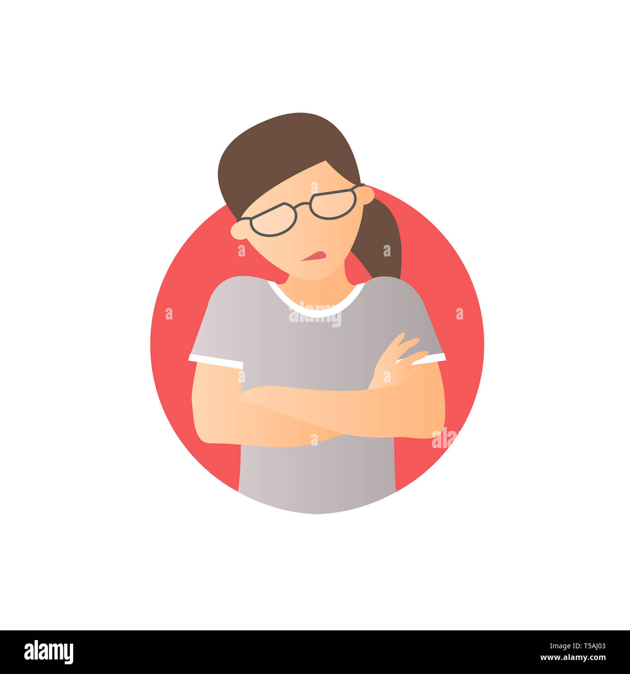 Espressione di doloroso, Donna del dolore, piatto icona gradiente Foto Stock