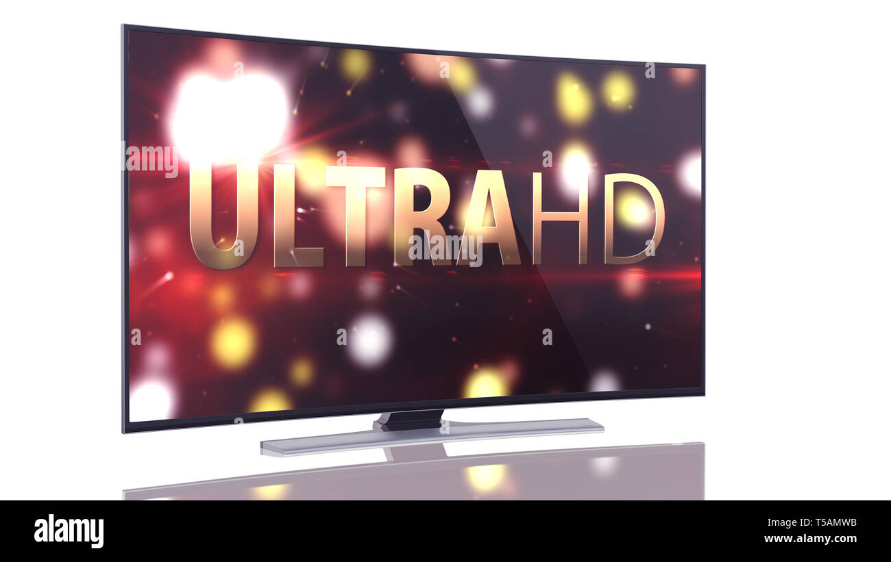 UltraHD Smart TV con schermo curvo su sfondo bianco Foto Stock