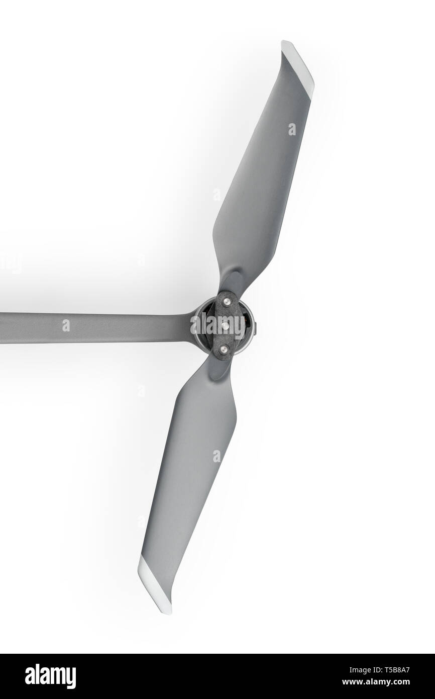 Attaccato drone elica isolata su bianco, percorso di clipping incluso Foto Stock