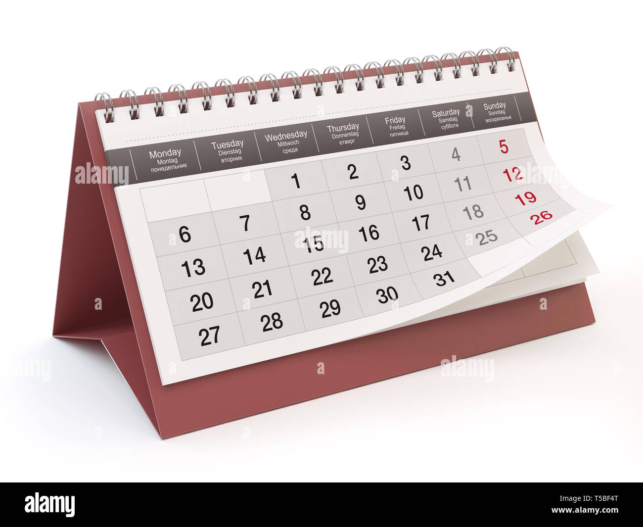 Calendario, sfondo bianco, 3D illustrazione Foto Stock