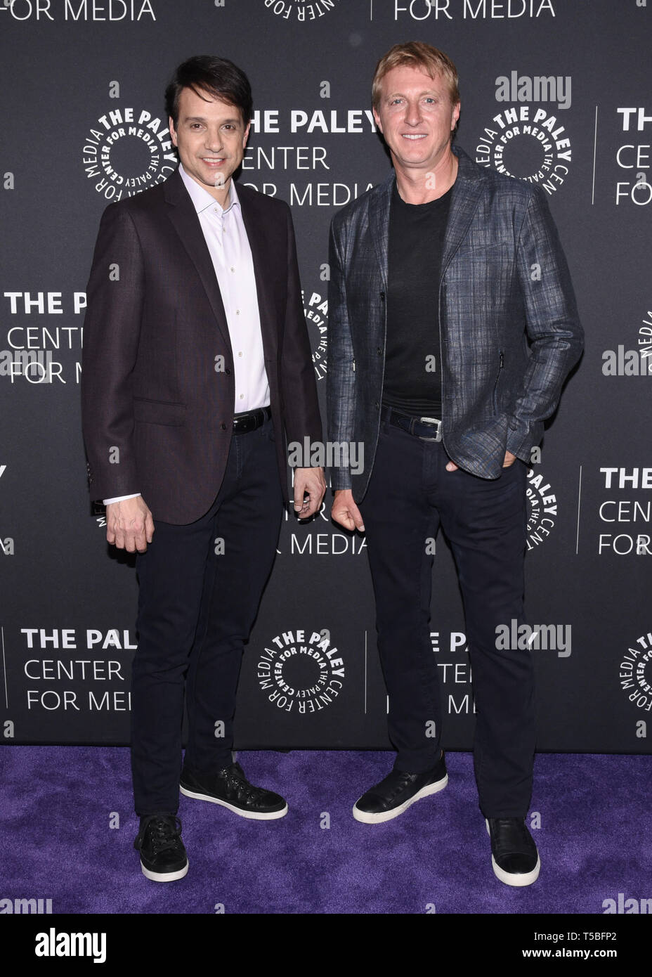 Aprile 22, 2019 - Beverly Hills, in California, Stati Uniti d'America - RALPH MACCHIO E WILLIAM ZABKA assiste Premiere Screening e Conversazione di YouTube del originale ''Cobra Kai'' Stagione 2 al Paley Centre for Media. (Credito Immagine: © Billy Bennight/ZUMA filo) Foto Stock