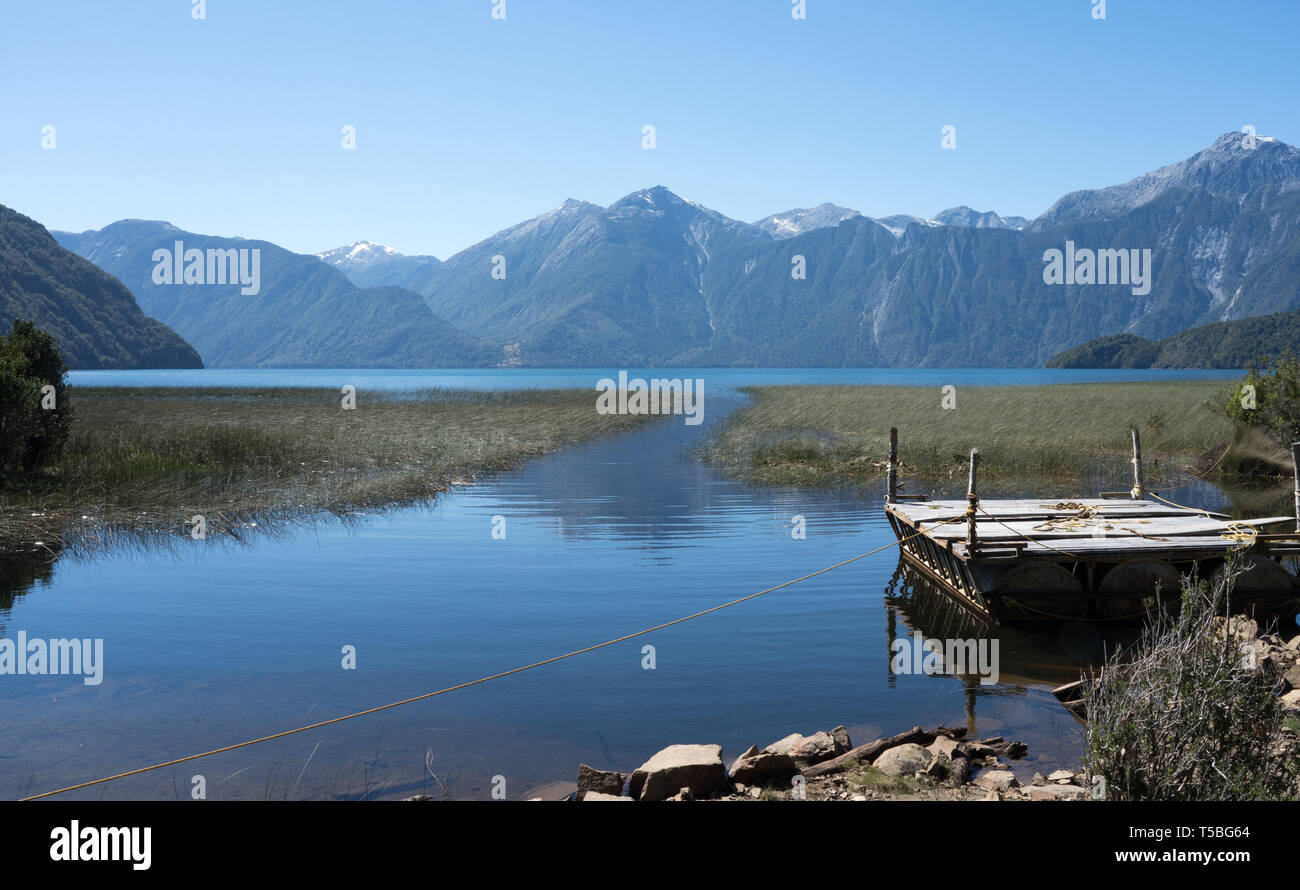 La punta del Lago Yelcho, Patagonia settentrionale, Cile Foto Stock