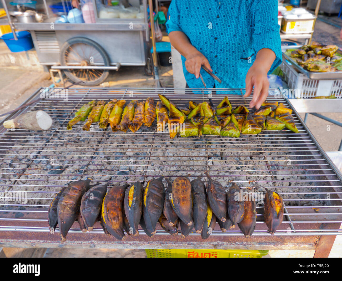 Grigliata di banana snack, Hua Hin, Thailandia Foto Stock