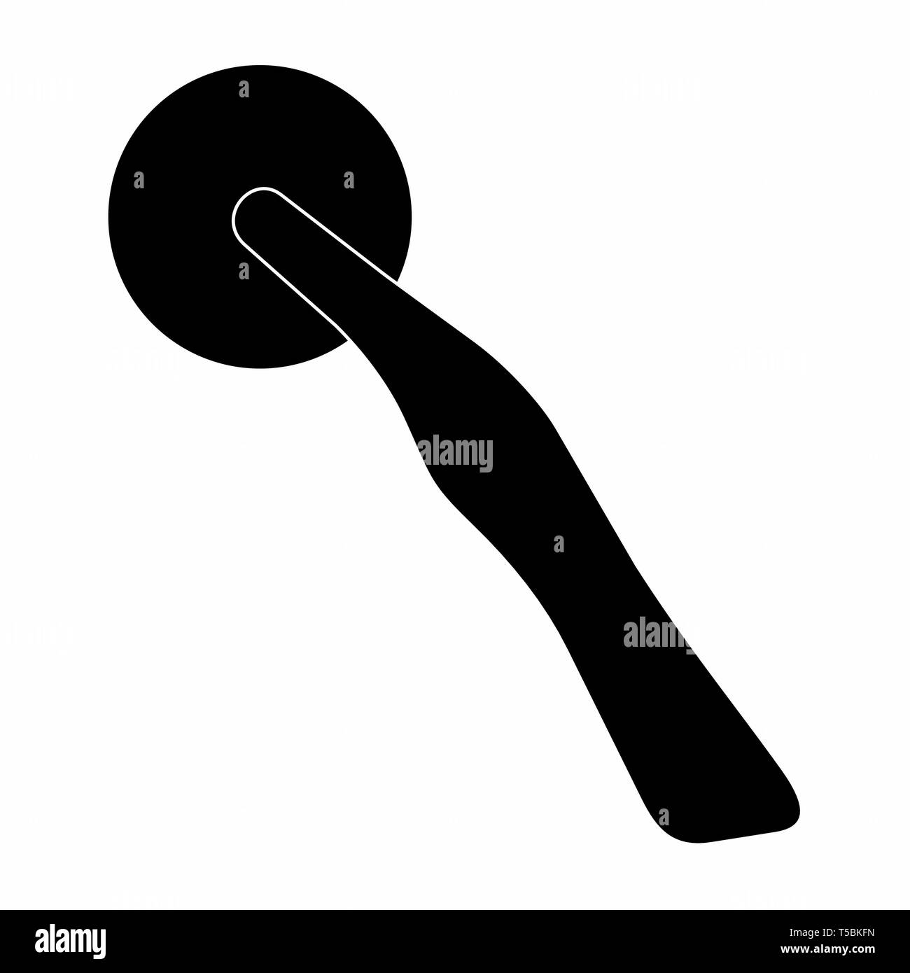 Tagliapizza silhouette scuro su sfondo bianco Illustrazione Vettoriale