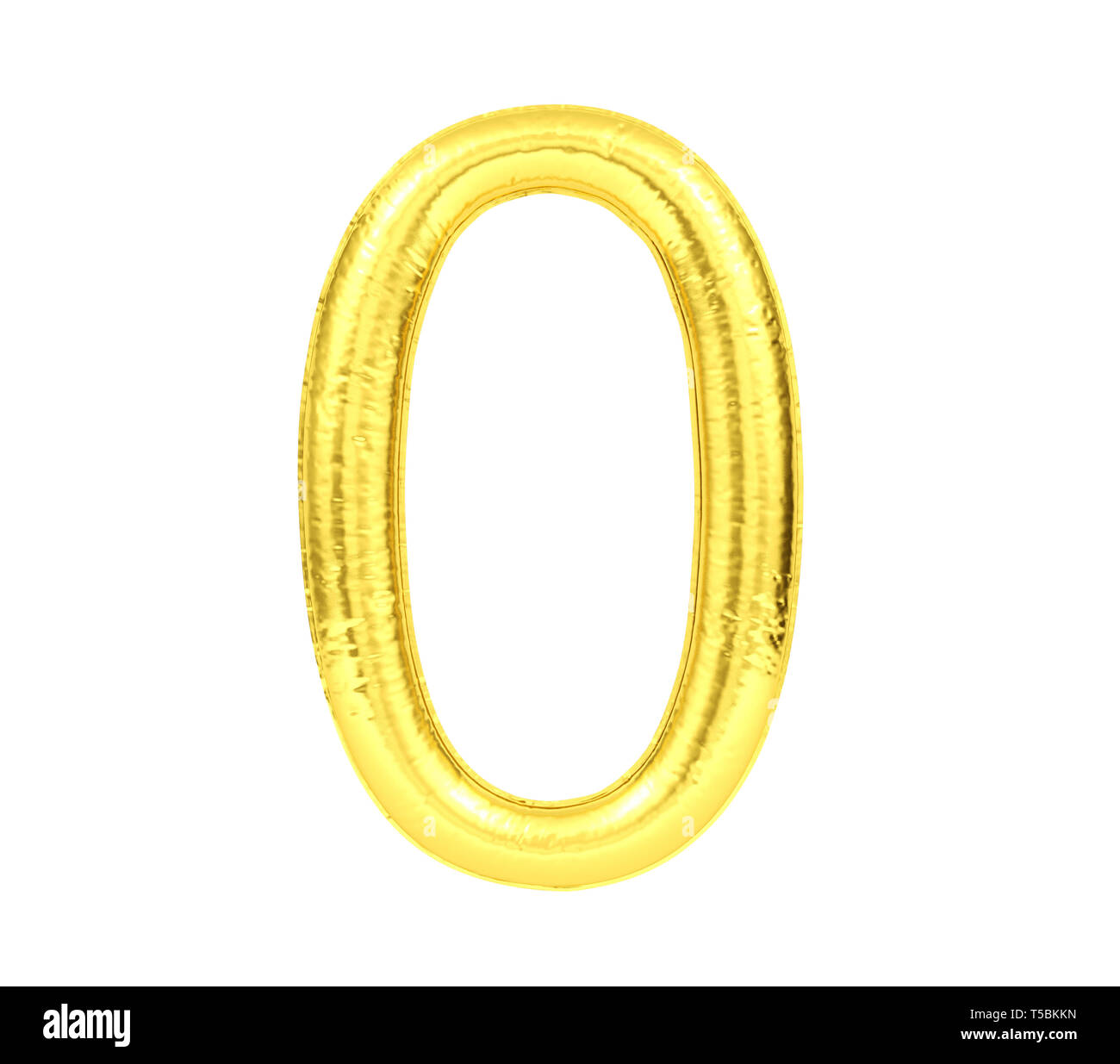 Il numero di riferimento 0, Golden palloncino numero zero isolato su sfondo bianco, rendering 3D Foto Stock