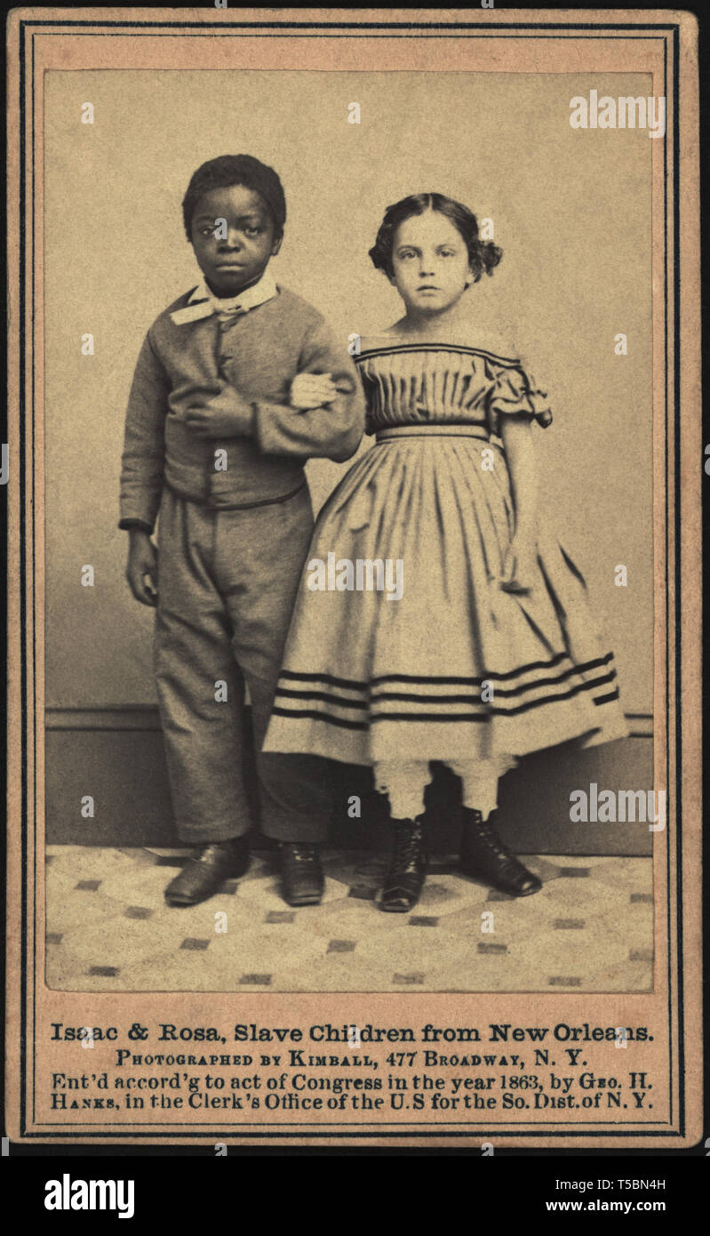 Isaac & Rosa, Slave i bambini da New Orleans, fotografia di Kimball, 477 Broadway, N.Y., William A. Gladstone raccolta di African American fotografie, 1863 Foto Stock