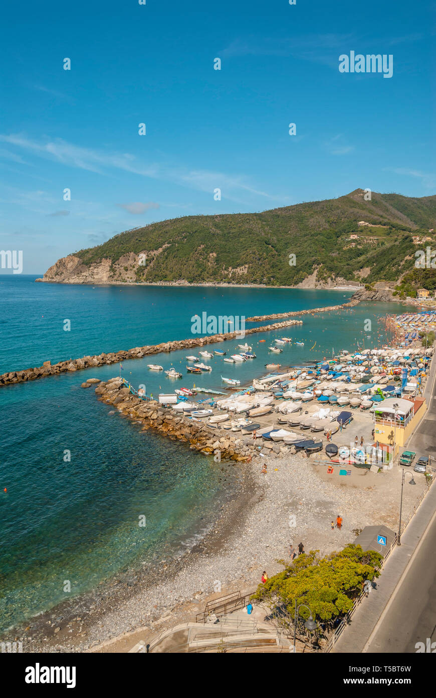 Spiaggia Del Villaggio Costiero Moneglia Liguria Nord Ovest