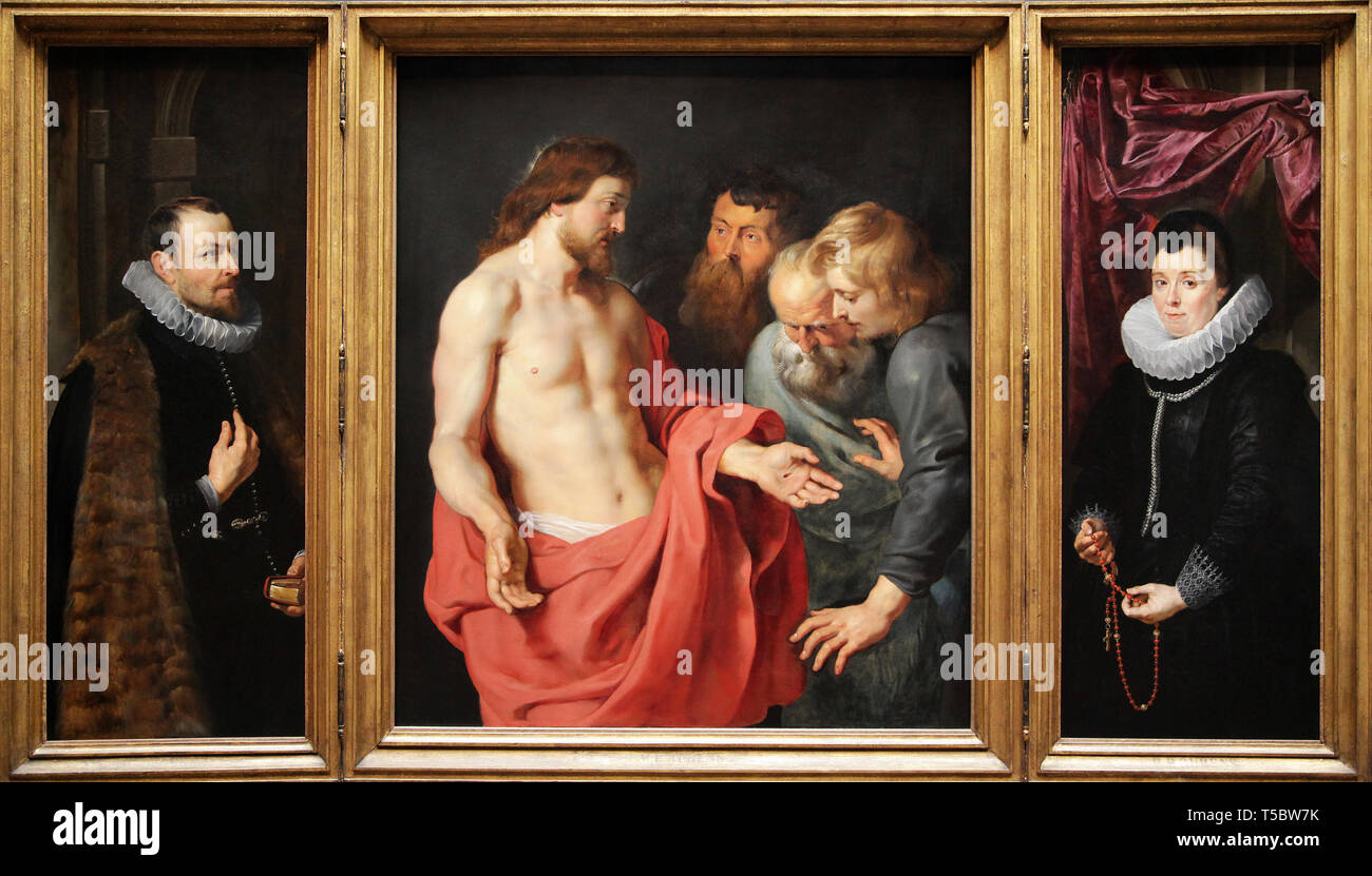 Peter Paul Rubens 1577-1640.Trittico con l incredulità di Tommaso e ritratti di Nicolas e Adriana Rockox ca.1613/1615 Foto Stock