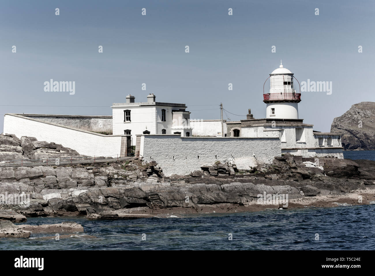Valentia Island Lighthouse, Cromwell punto, Valentia Island, Contea di Kerry, Irlanda Foto Stock