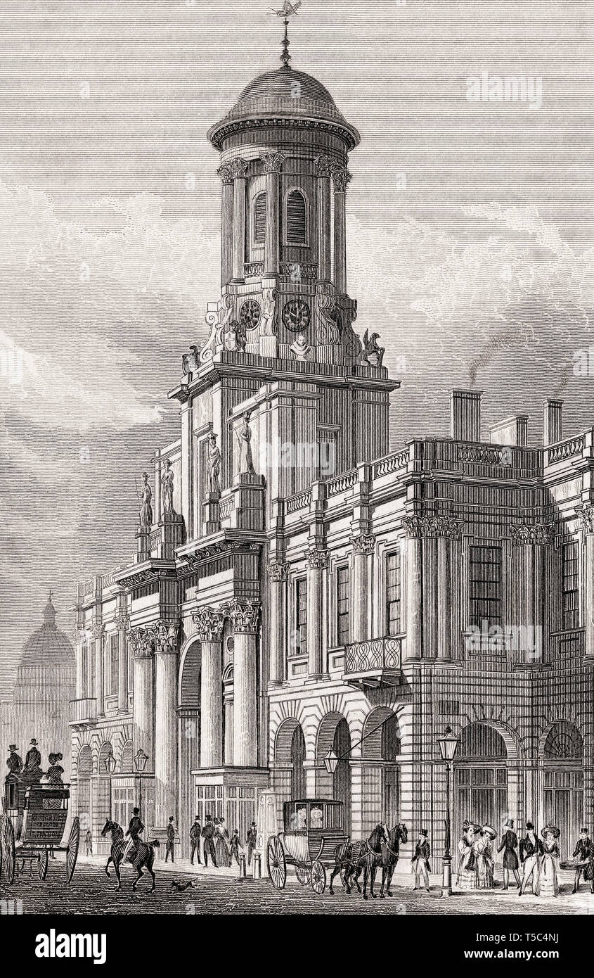 Il Royal Exchange, Londra, illustrazione di Th. H. Pastore, 1828 Foto Stock