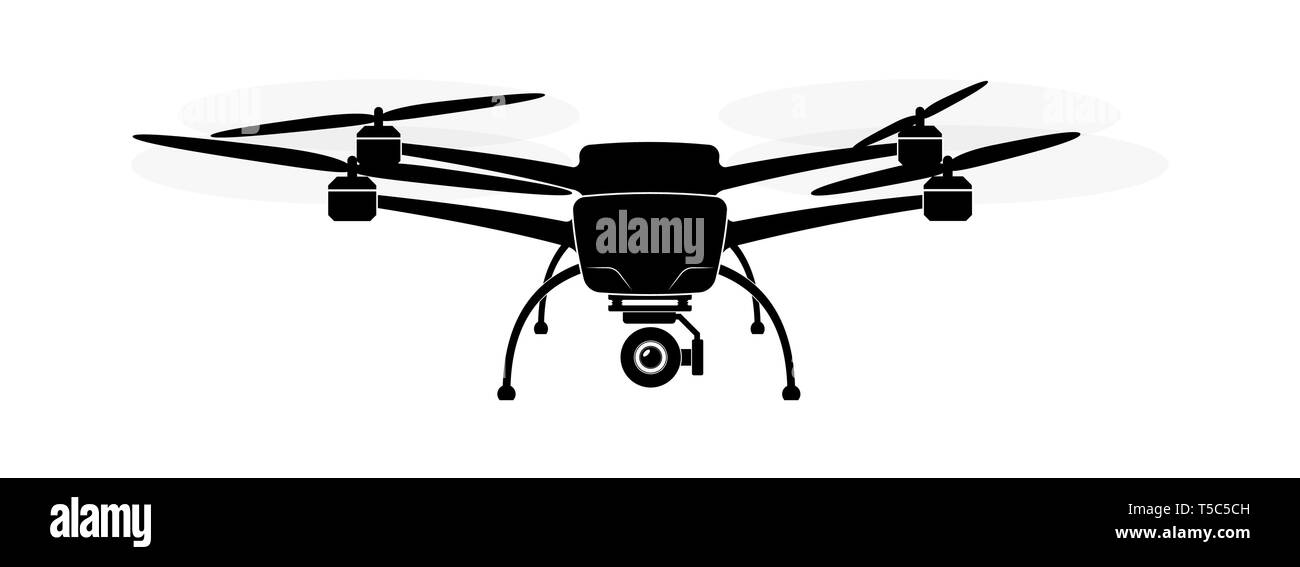 Quadcopter o copter volare in aria. Fotocamera e riprese video o foto dall'aria. Illustrazione Vettoriale