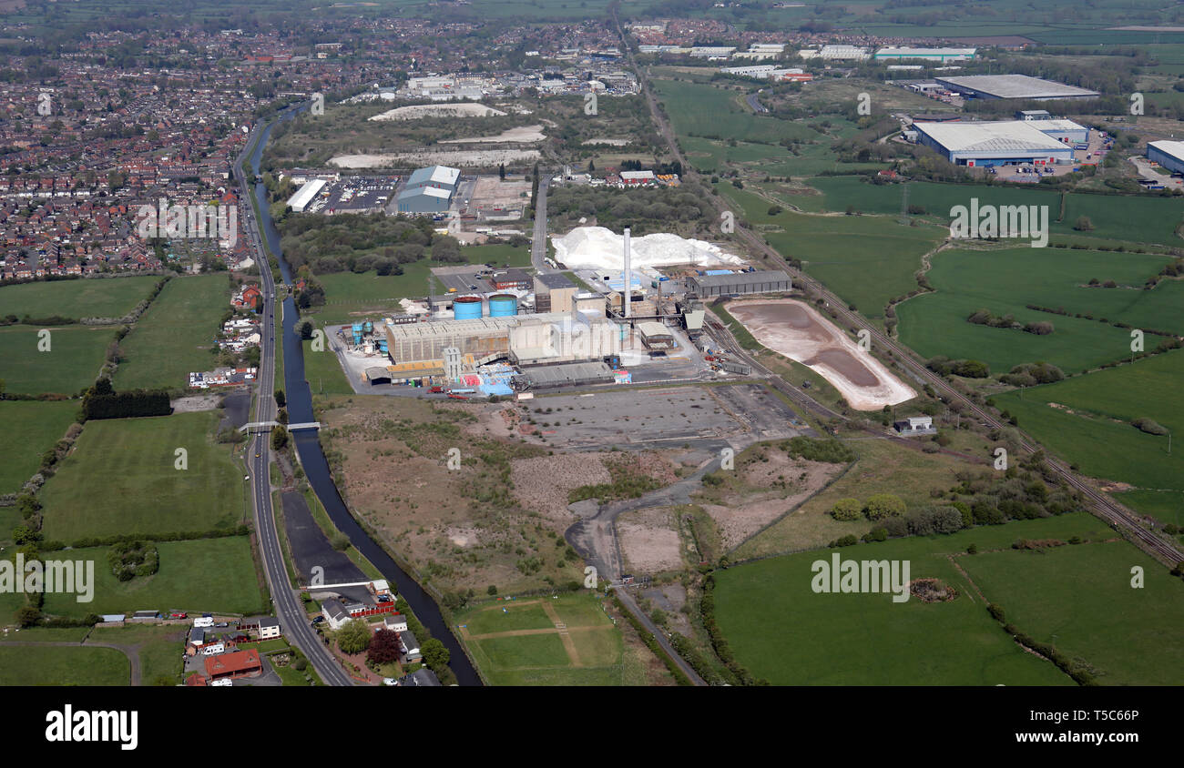 Vista aerea del sale inglese limitato impianto di fabbrica a middlewich, Cheshire, Regno Unito Foto Stock