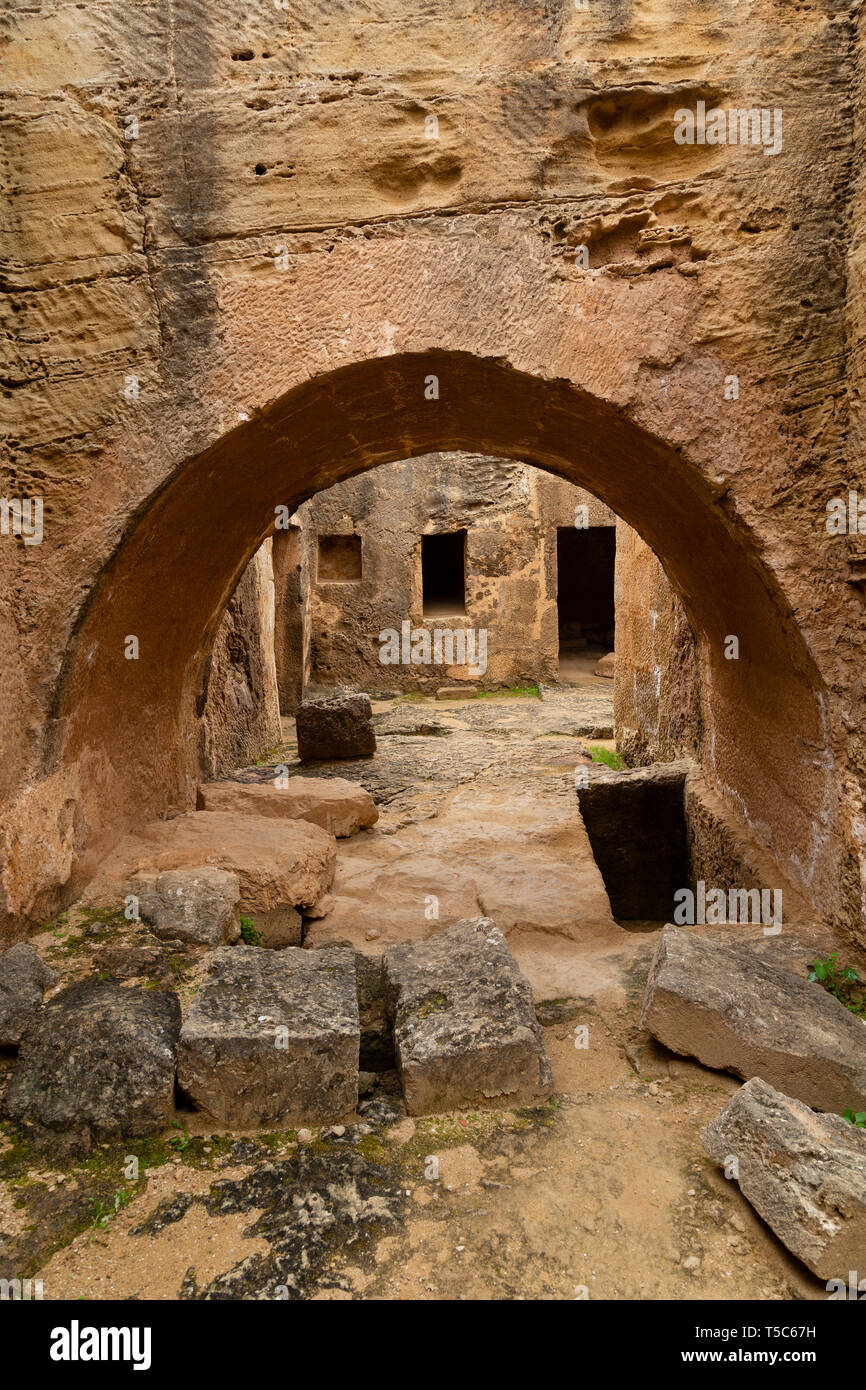 Una piccola parte delle Tombe dei Re sito archeologico, Paphos, Cipro Foto Stock