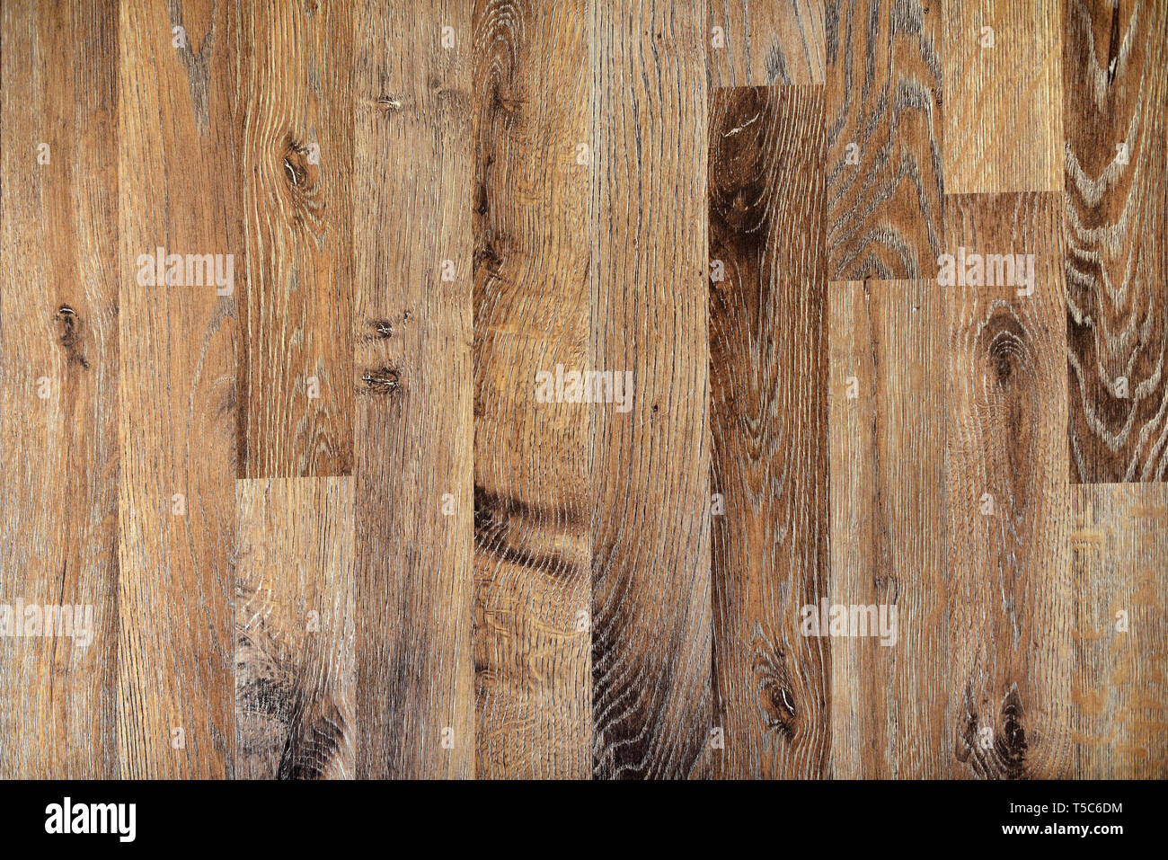 Laminato rovere vintage tavolato di legno texture da sopra Foto Stock
