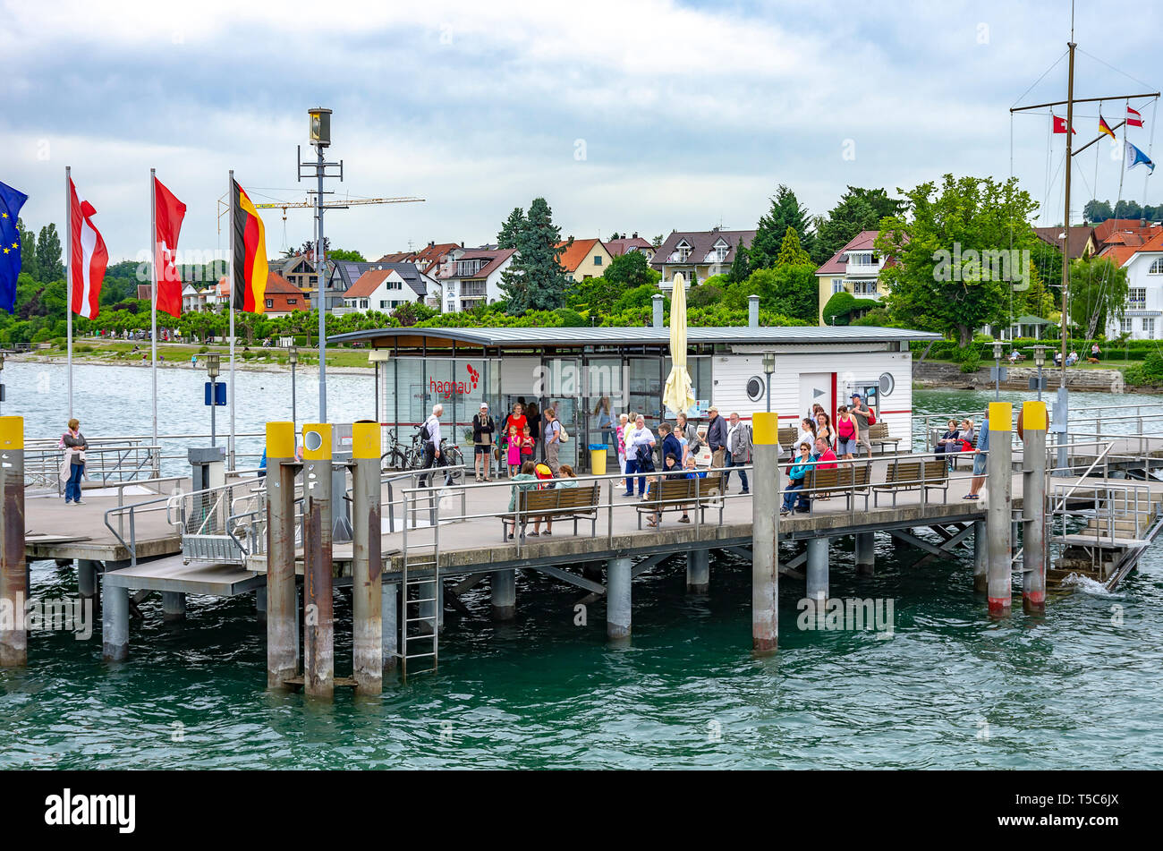 La fase di atterraggio di Hagnau presso il lago di Costanza, Baden-Württemberg, Germania, Europa. Foto Stock