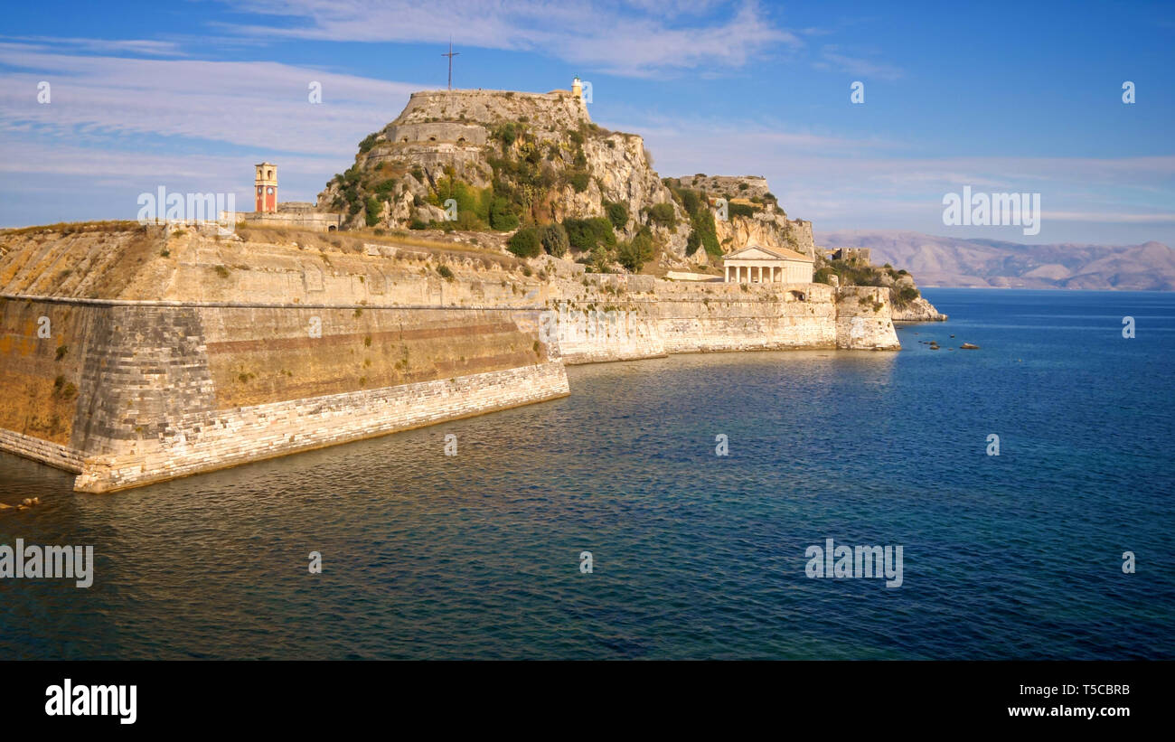 Vecchia Fortezza sull'isola di Corfu in Grecia Foto Stock