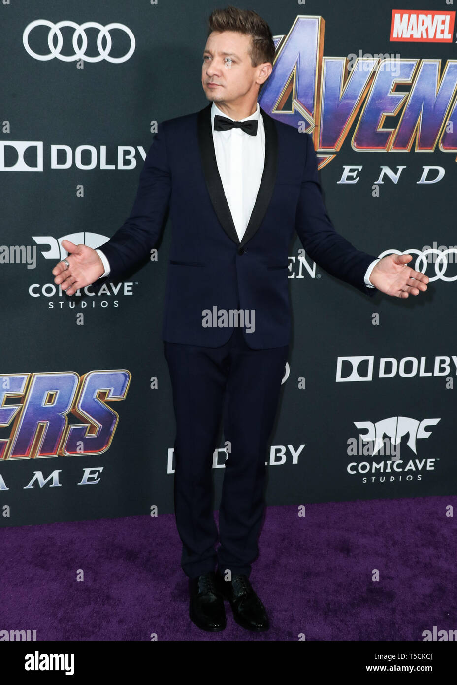 Los Angeles, Stati Uniti. 22 apr, 2019.LOS ANGELES, CALIFORNIA, STATI UNITI D'America - 22 aprile: attore Jeremy Renner arriva alla Premiere mondiale di Walt Disney Studios Motion Pictures e Marvel Studios' 'vendicatori: Endgame" tenutasi presso il Centro Congressi di Los Angeles il 22 aprile 2019 a Los Angeles, California, Stati Uniti. (Foto di Xavier COLLIN/Image Press Agency) Credito: Image Press Agency/Alamy Live News Foto Stock