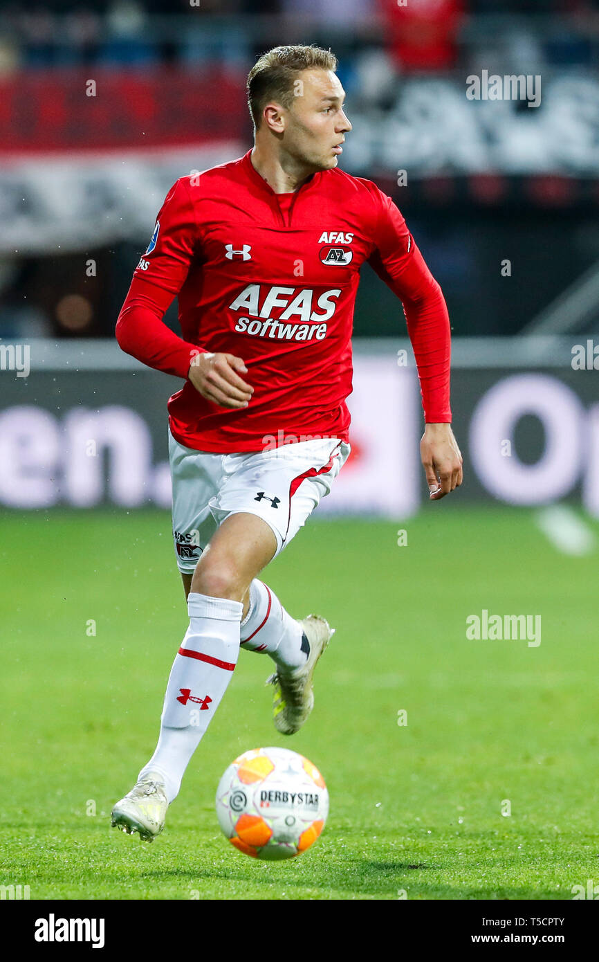 ALKMAAR , 23-04-2019 , AFAS Stadium , olandese , calcio Eredivisie , Stagione 2018 / 2019. Lettore AZ Teun Koopmeiners durante il match AZ vs Heracles Foto Stock