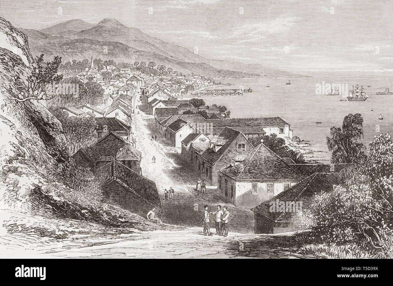 La città di Basse-Terre Guadalupa, dipartimento di Francia, Piccole Antille, visto qui nel XIX secolo. Dal Illustrated London News, pubblicato 1865. Foto Stock