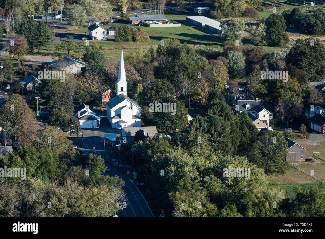 Vista aerea della città di Sunderland, Massachusetts, STATI UNITI D'AMERICA. Foto Stock