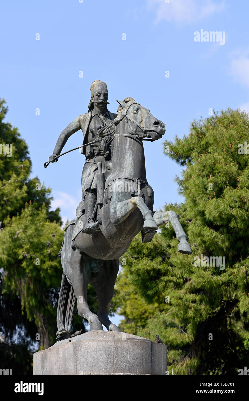 Statua di Georgios Karaiskakis a Atene, Grecia Foto Stock