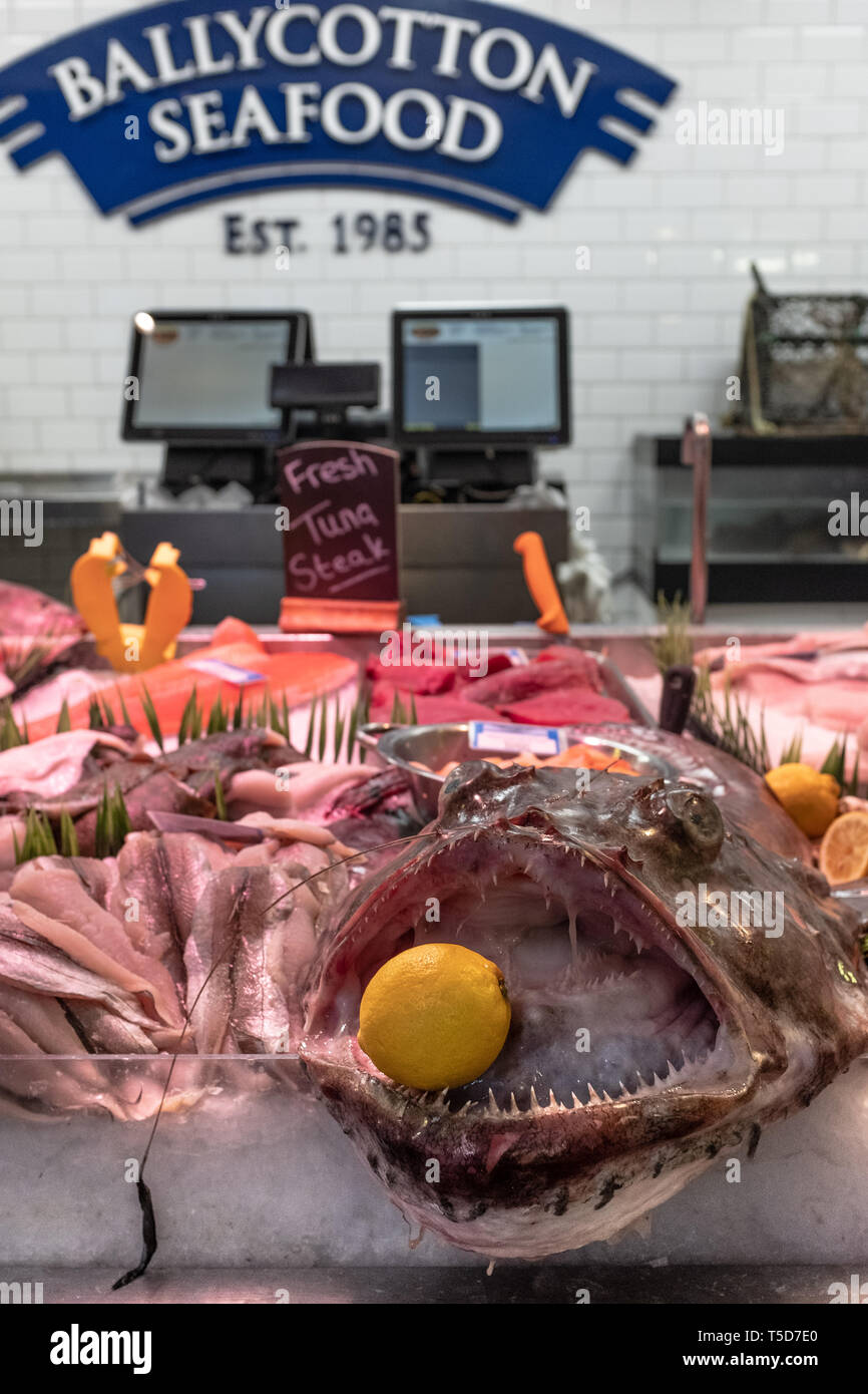 Ballycotton Pesce e frutti di mare, il mercato inglese, Cork, Irlanda Foto Stock