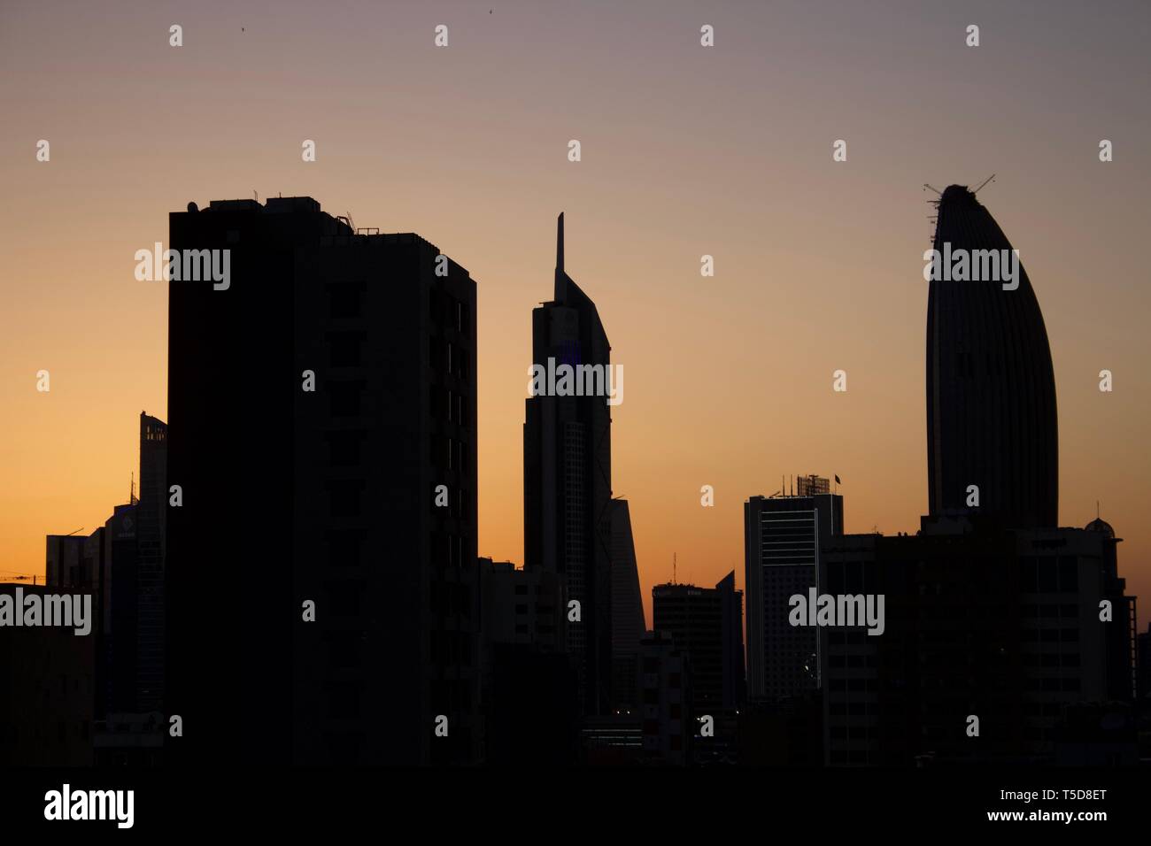 Vista al tramonto in Kuwait Foto Stock