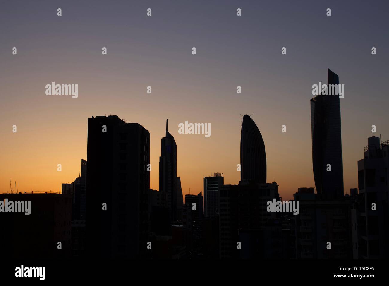 Vista al tramonto in Kuwait Foto Stock