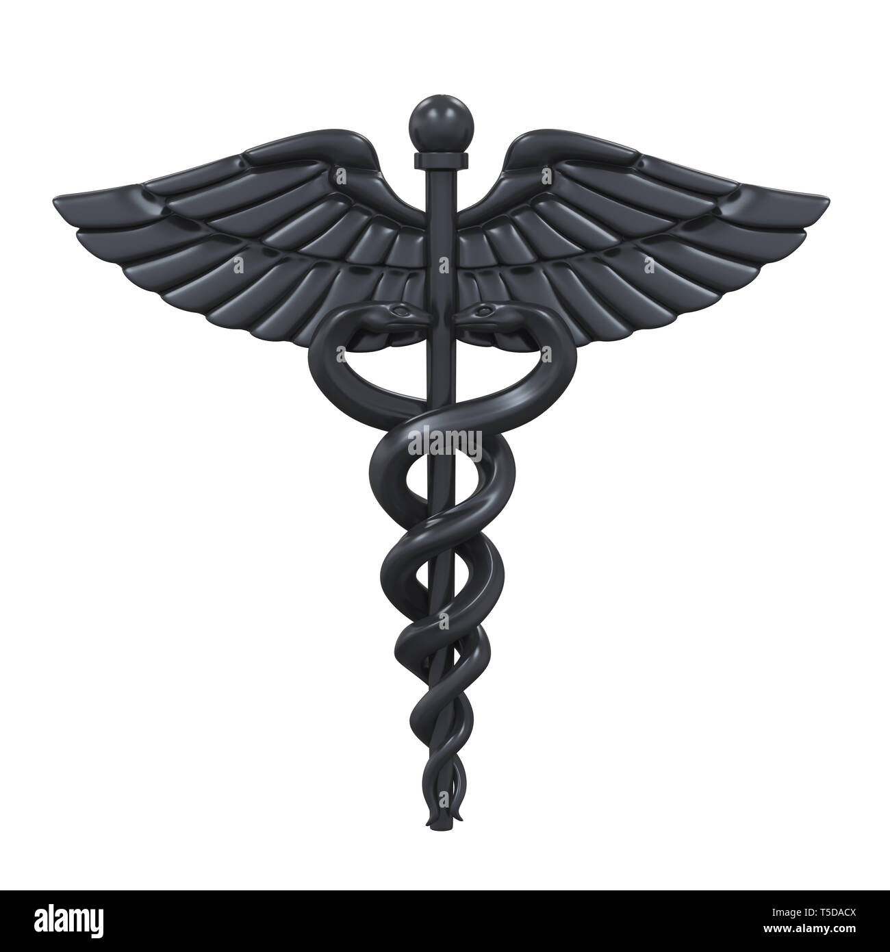 Caduceo simbolo medico isolato Foto Stock