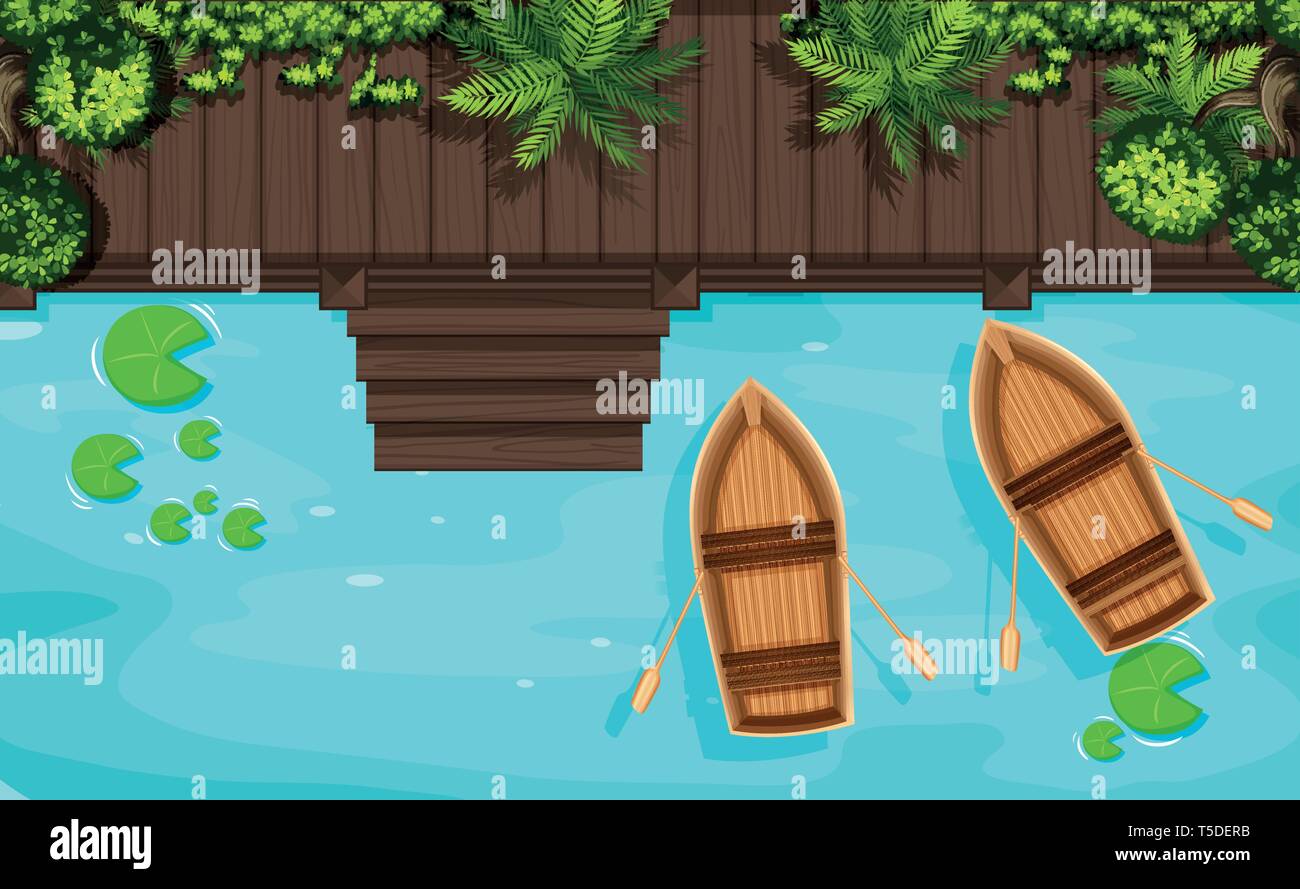 Un riverside vista aerea illustrazione Illustrazione Vettoriale