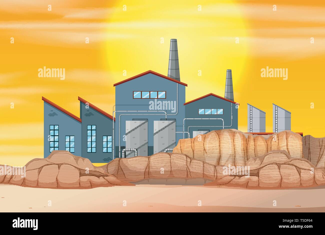 La fabbrica in terra asciutta illustrazione Illustrazione Vettoriale