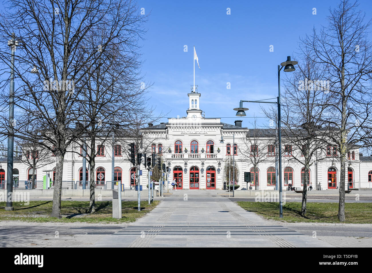 Norrkoping Stazione Centrale durante la primavera in Svezia. La stazione ferroviaria risale al 1866. Foto Stock