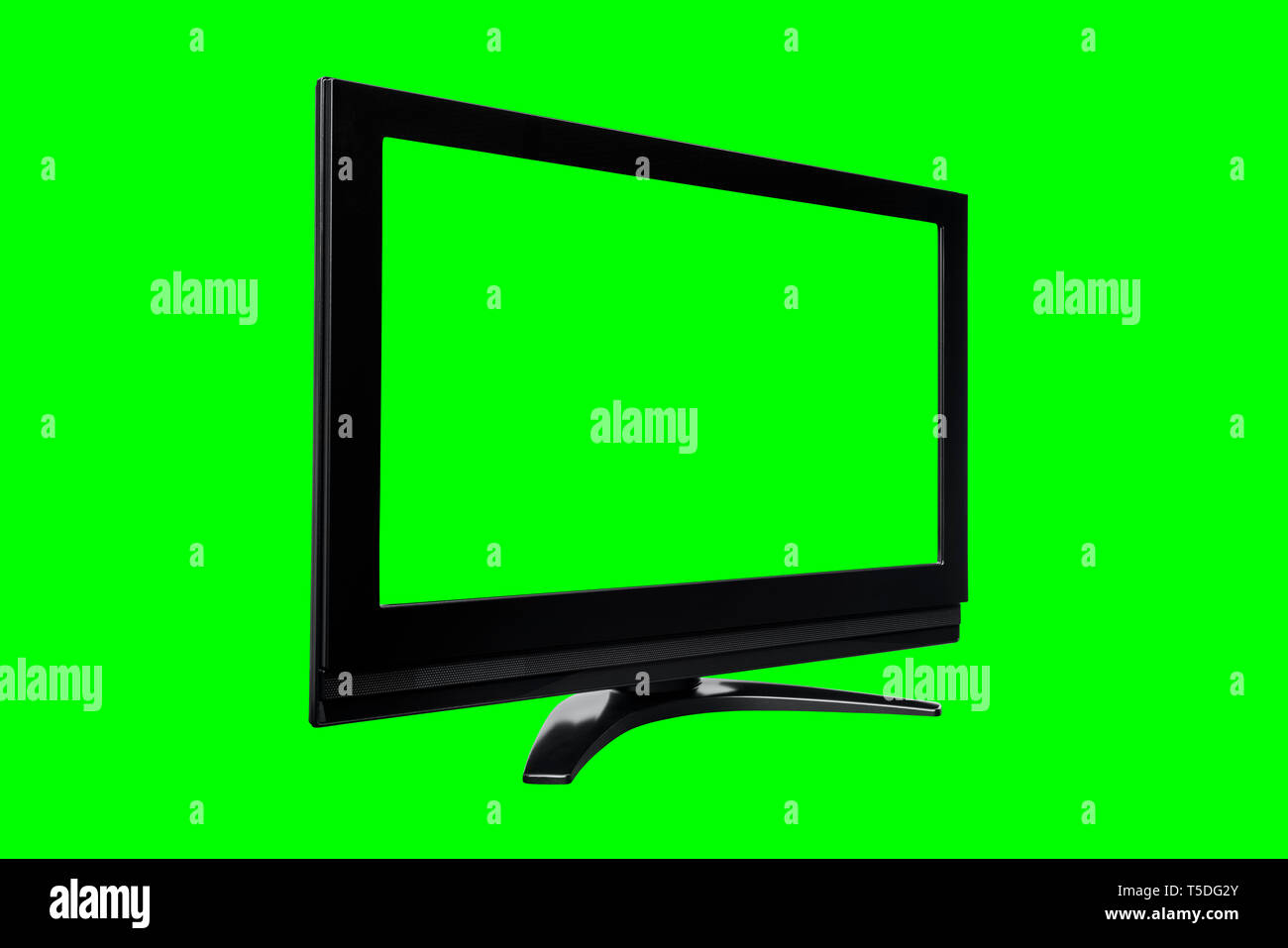 Televisione nero isolato con chroma schermo verde e lo sfondo Foto Stock