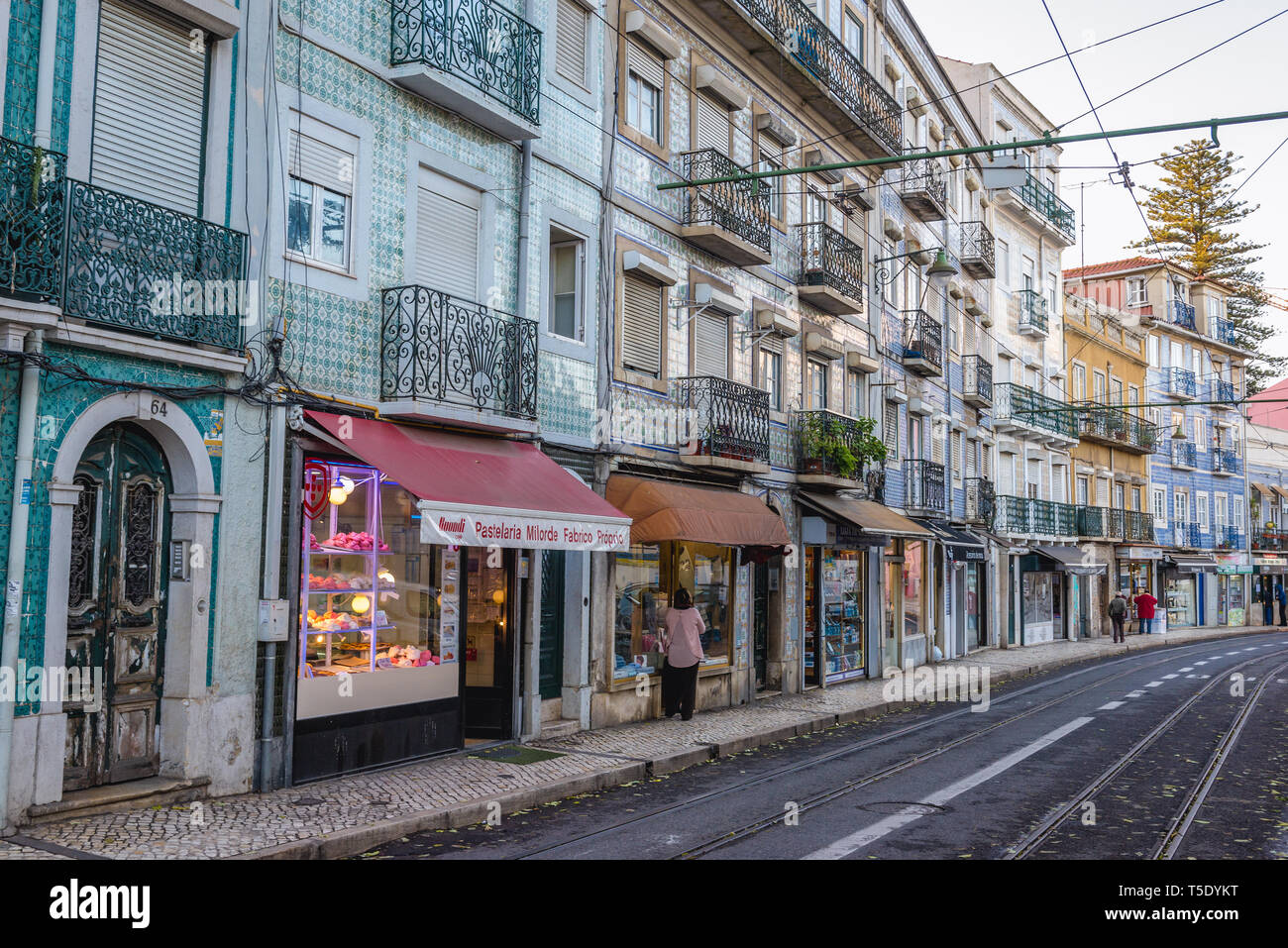 Rua da Graca street in Graca quartieri di Lisbona, Portogallo Foto Stock