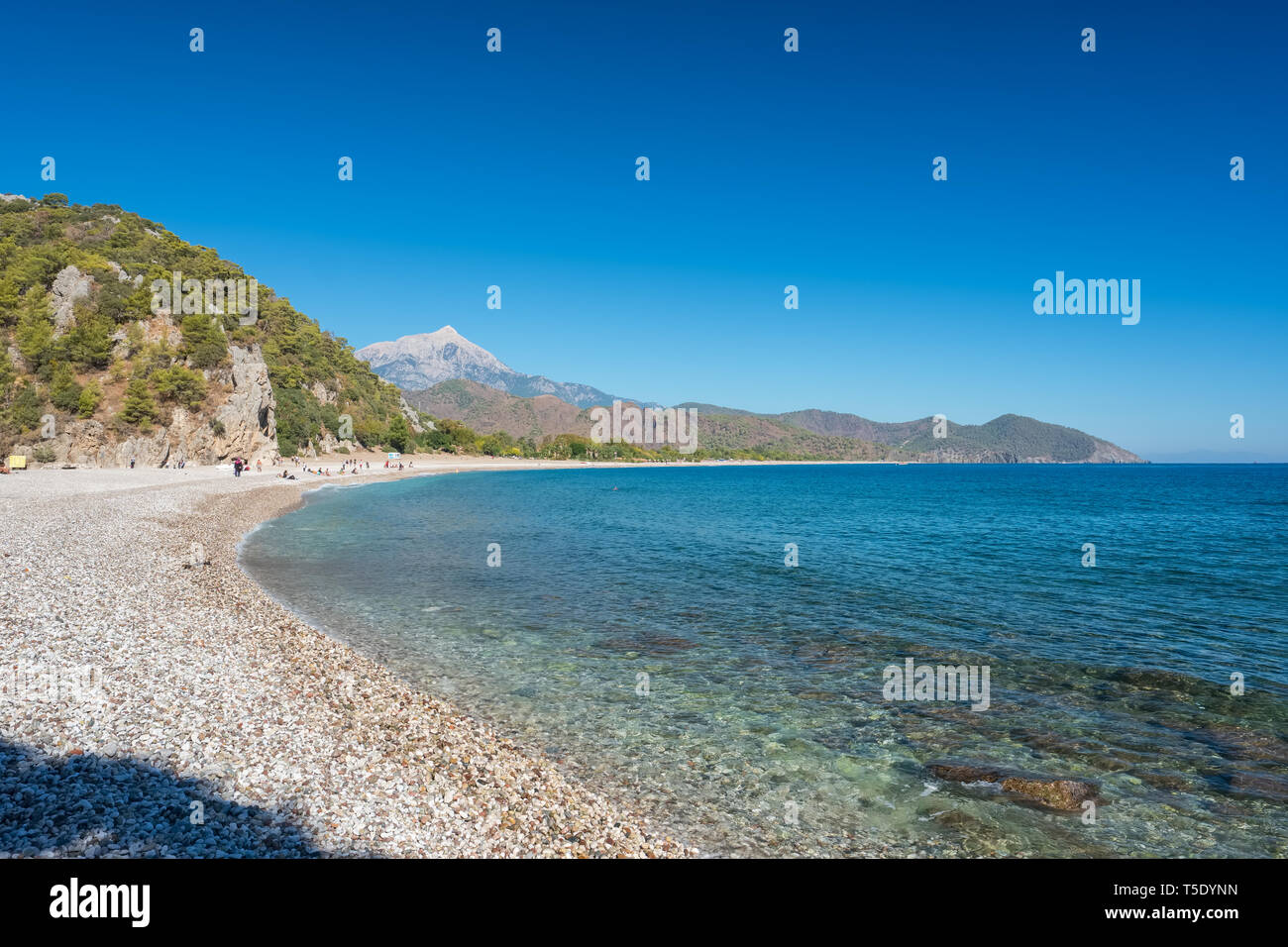 Vista di Cirali Olympos beach in Turchia Foto Stock