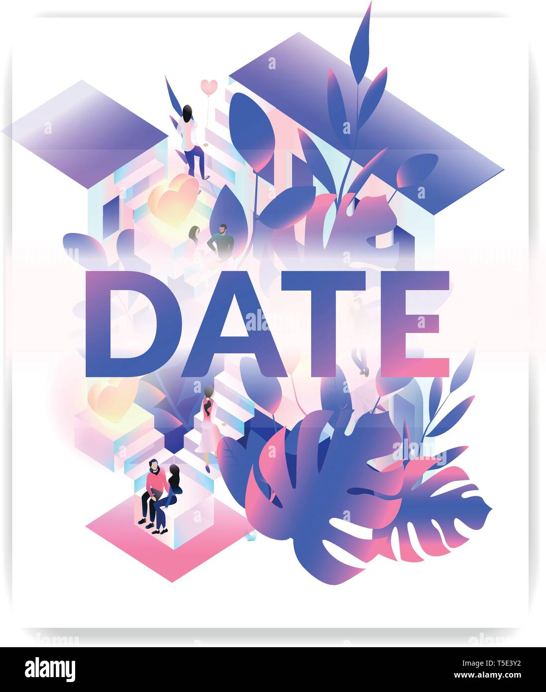 Il giorno di san valentino di amore. relazione. illustrazione isometrica EPS vettoriali10 Illustrazione Vettoriale