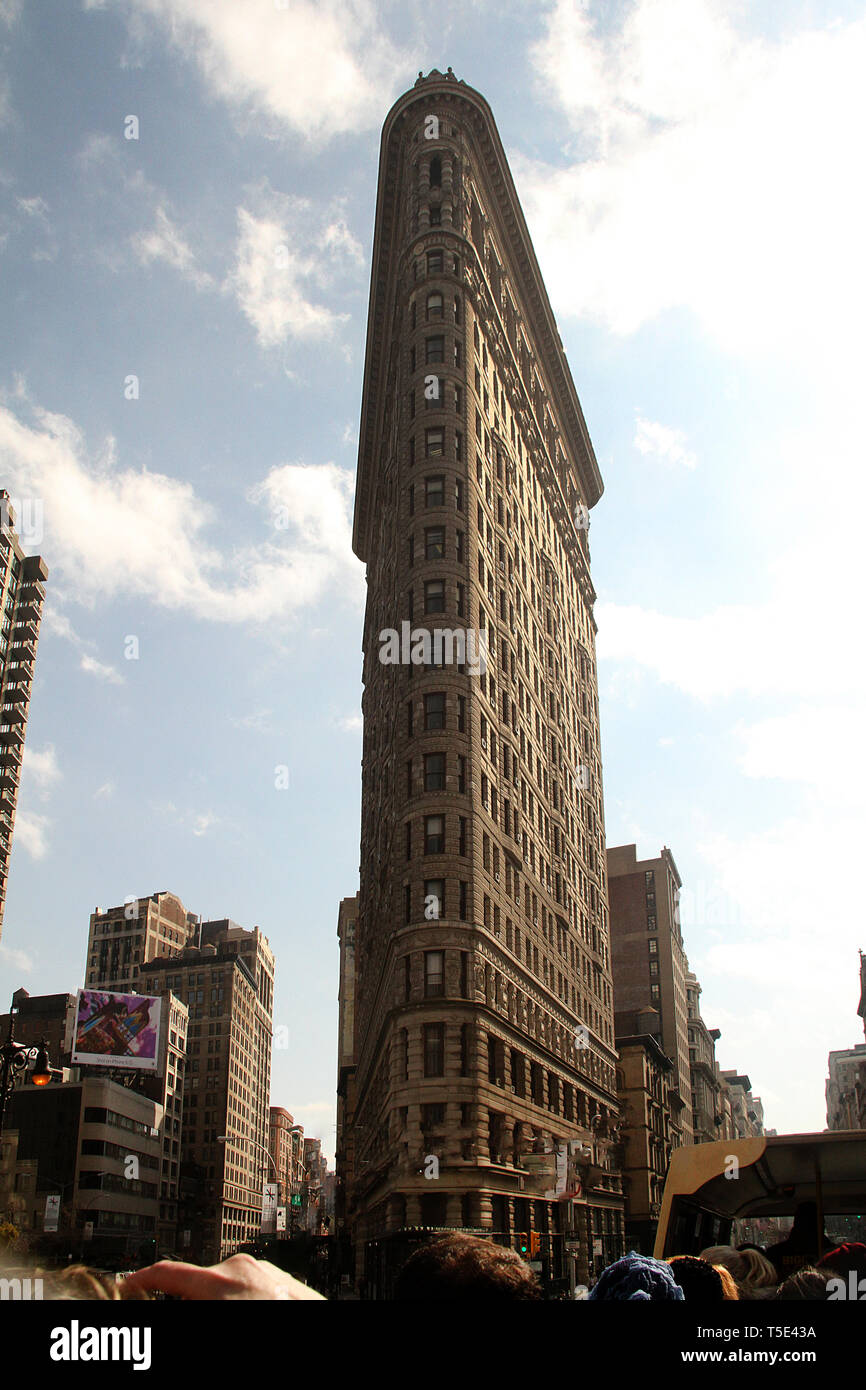 L'iconico Flatiron Building a Manhattan, New York City, Stati Uniti d'America Foto Stock