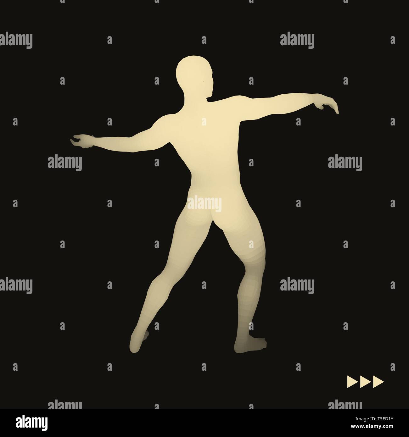 Modello 3D dell'uomo. Il corpo umano. Elemento di design. Illustrazione Vettoriale. Illustrazione Vettoriale