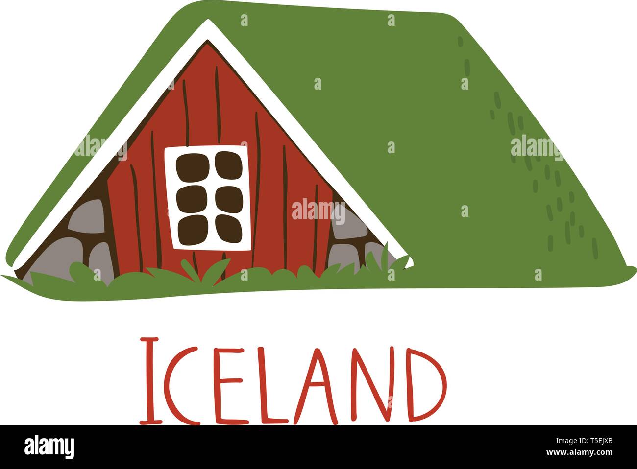 Natura Islanda simbolo vettore piccola casa con valore storico Illustrazione Vettoriale