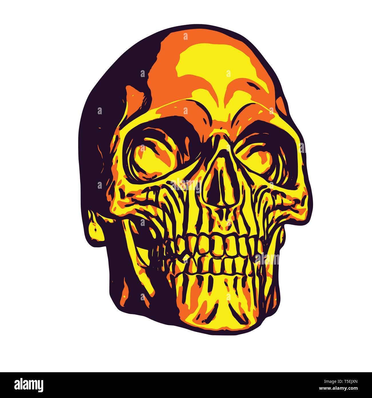 Oro umano cranio, colori uniformi, illustrazione vettoriale Illustrazione Vettoriale