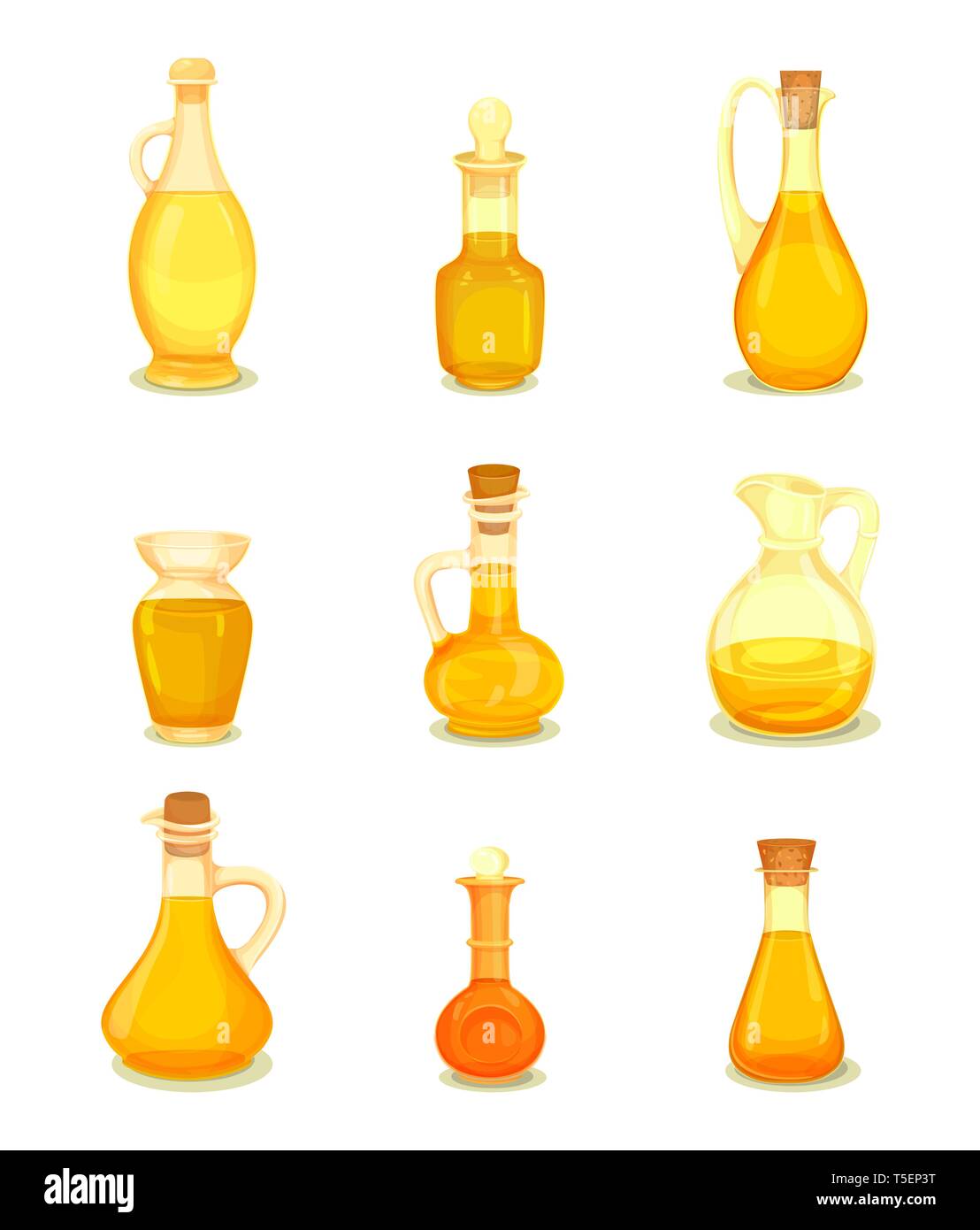 Olio isolato liquido in bottiglia o vaso. Bevanda oleosa Illustrazione Vettoriale