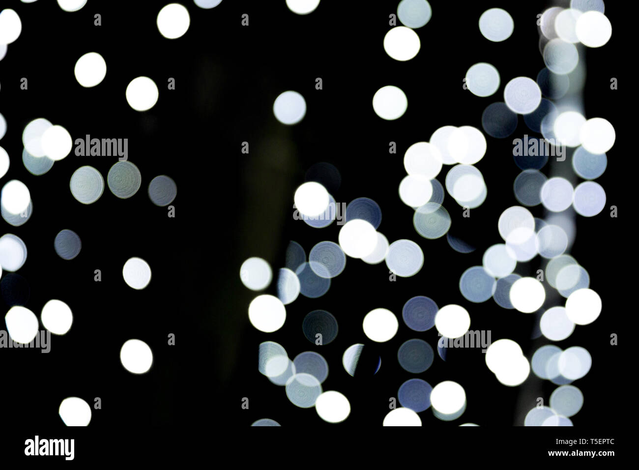 Abstract blur in bianco e nero di sfondo bokeh. Molti round luce su sfondo. Foto Stock