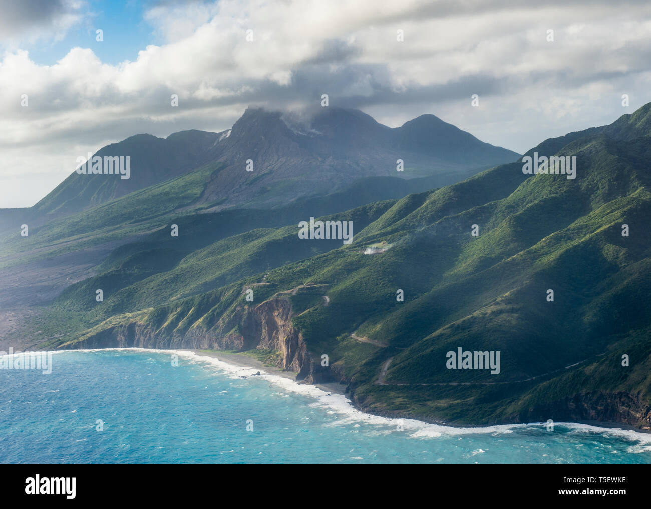 British territorio di oltremare, Montserrat, vista aerea dell'isola Foto Stock