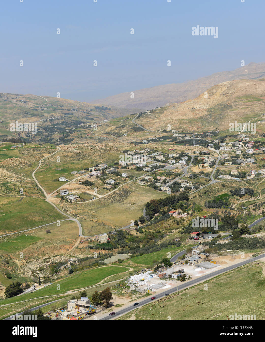 Terra fertile intorno a Kerak in Giordania. Foto Stock