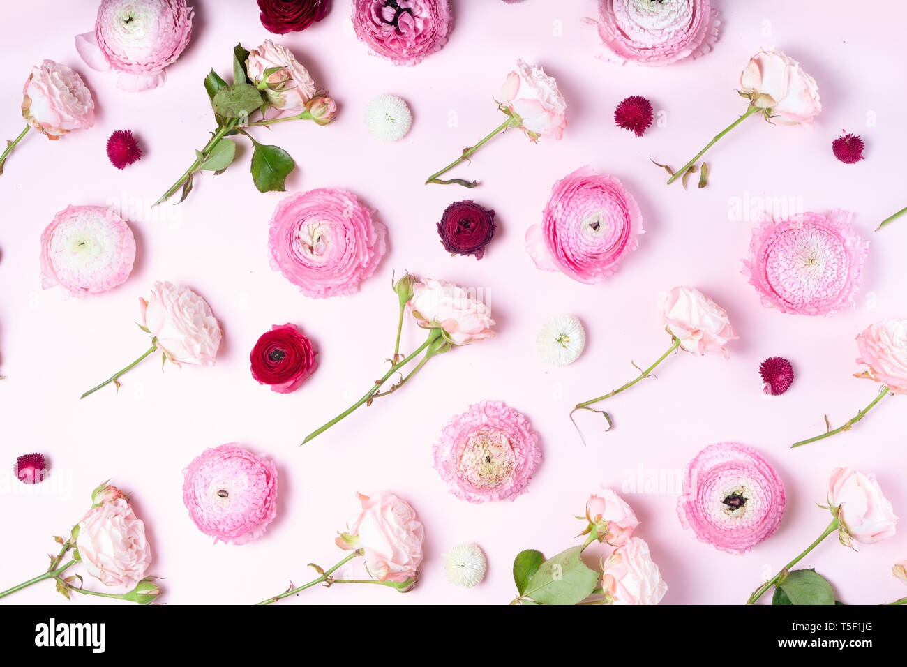 Fiori piatto composizione dei laici Foto Stock