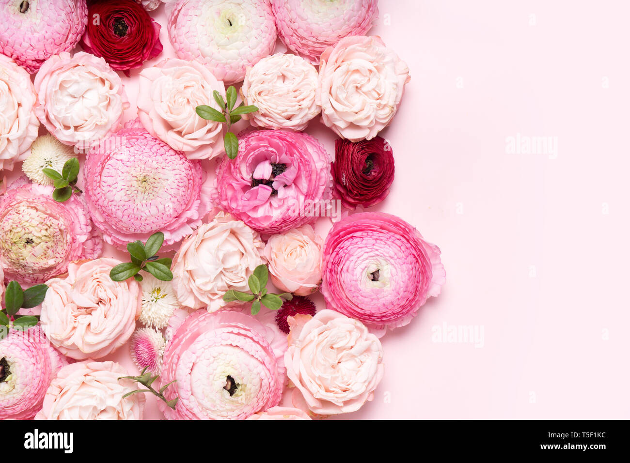 Fiori piatto composizione dei laici Foto Stock