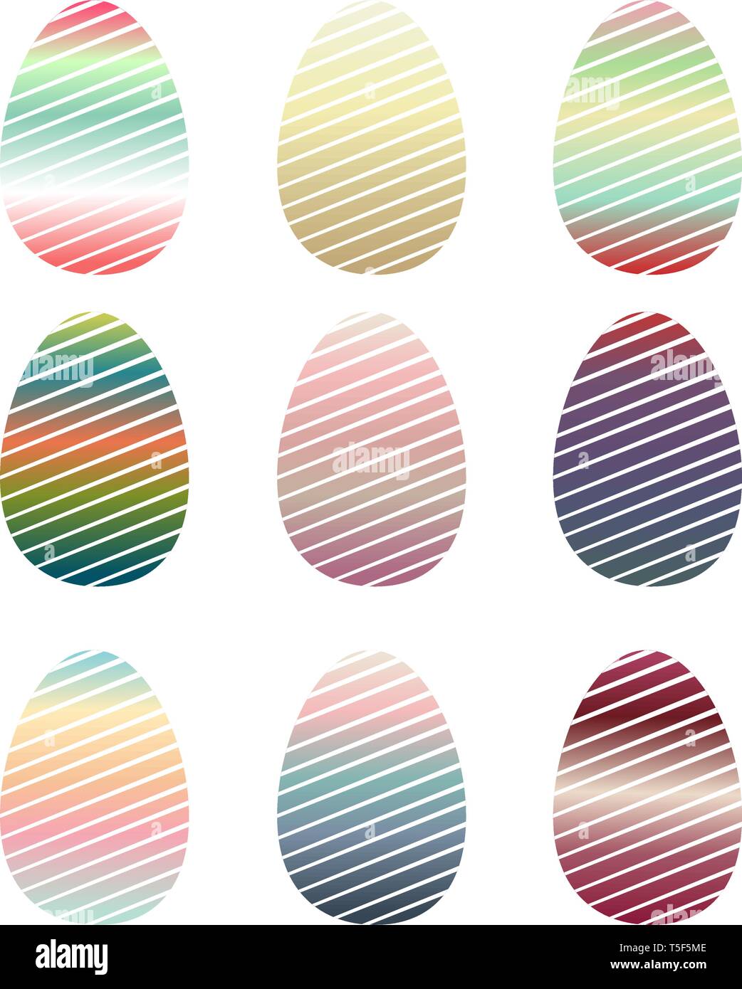 Colorate le uova di Pasqua sullo sfondo bianco vettore. Tono vintage Illustrazione Vettoriale